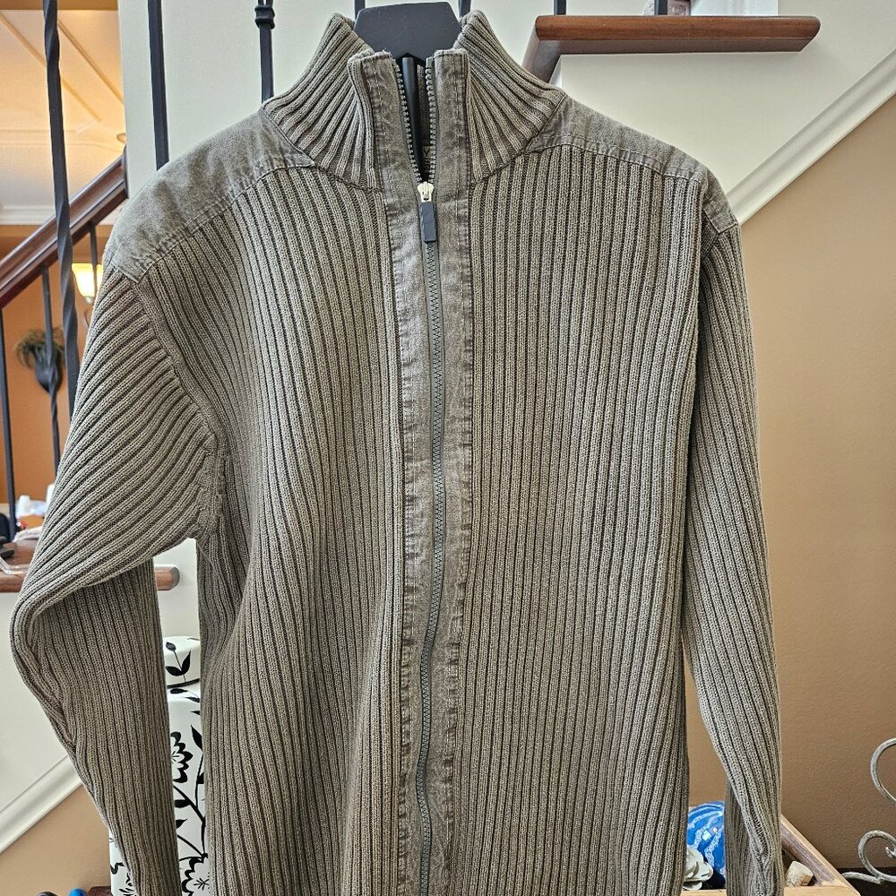 Trilogy Cargo Outfitters Men's Full-Zip Sweater, Olive/Brown, Sz XL